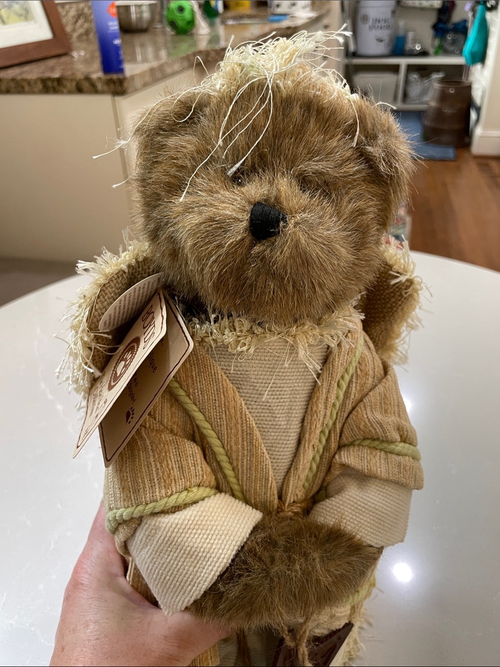 Boyd’s Bears Plush Brown Angelique Bear in Beige & Tan Robe with Halo and Wings